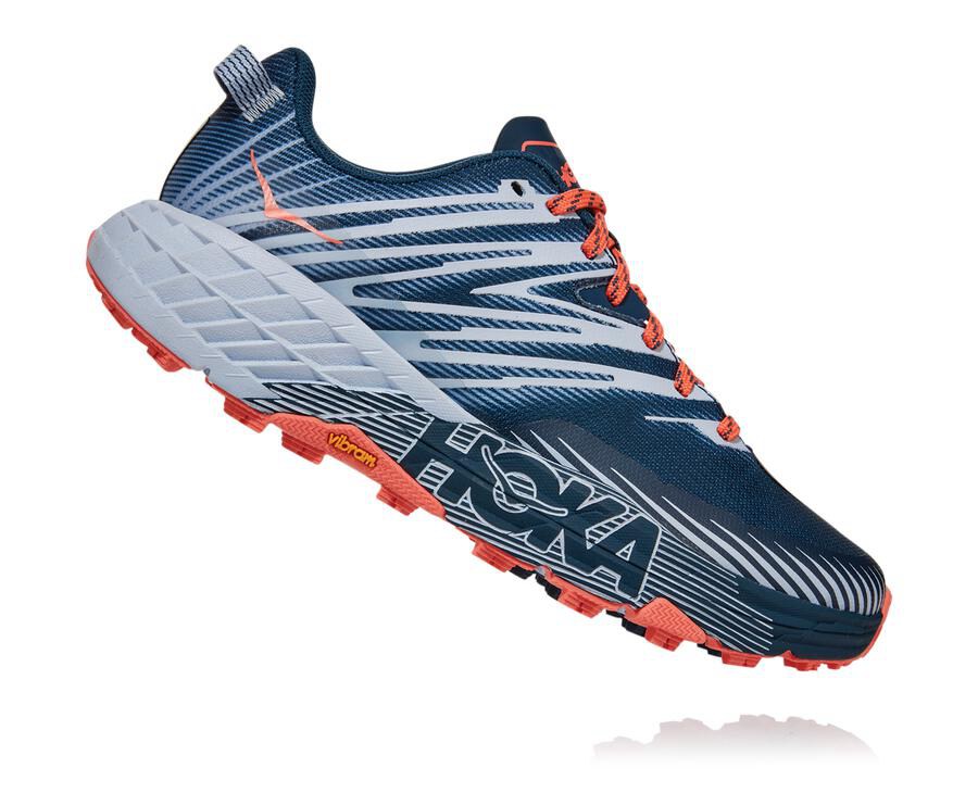 Hoka Australia One One Speedgoat 4 - Womens Trail Shoes Navy/White - OUKYD-4763